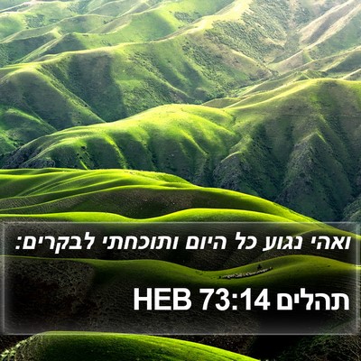 תהלים 73:14 HEB Bible Verse Image