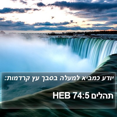 תהלים 74:5 HEB Bible Verse Image