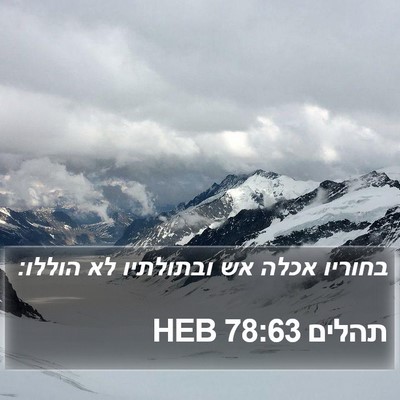 תהלים 78:63 HEB Bible Verse Image