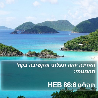 תהלים 86:6 HEB Bible Verse Image