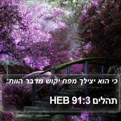 תהלים 91:3 HEB Bible Verse Image