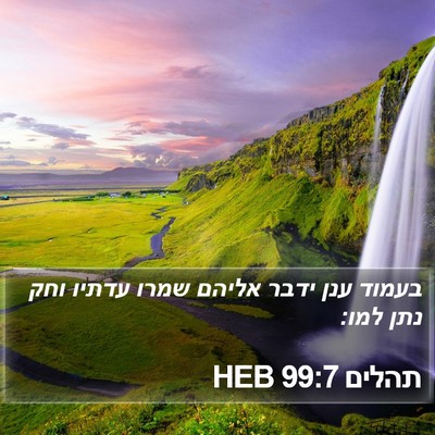 תהלים 99:7 HEB Bible Verse Image