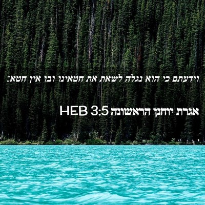 Picture 02 - אגרת יוחנן הראשונה 3:5 HEB - וידעתם כי הוא נגלה לשאת את - Bible Verse Picture