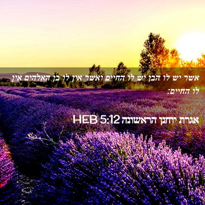 Picture 02 - אגרת יוחנן הראשונה 5:12 HEB - אשר יש לו הבן יש לו החיים - Bible Verse Picture