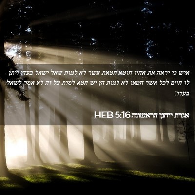 Picture 02 - אגרת יוחנן הראשונה 5:16 HEB - איש כי יראה את אחיו חוטא - Bible Verse Picture