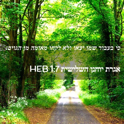 Picture 02 - אגרת יוחנן השלישית 1:7 HEB - כי בעבור שמו יצאו ולא לקחו - Bible Verse Picture