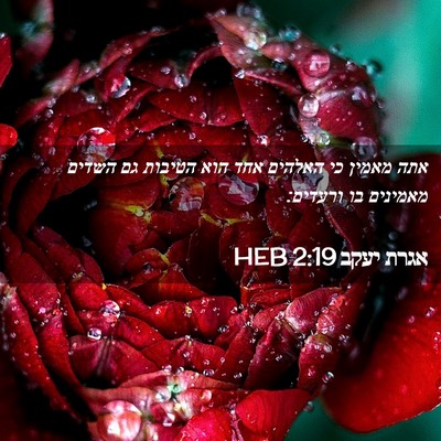 Picture 02 - אגרת יעקב 2:19 HEB - אתה מאמין כי האלהים אחד הוא - Bible Verse Picture