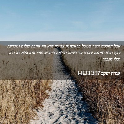 Picture 02 - אגרת יעקב 3:17 HEB - אבל החכמה אשר ממעל בראשונה - Bible Verse Picture