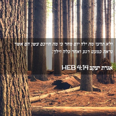 Picture 02 - אגרת יעקב 4:14 HEB - ולא תדעו מה ילד יום מחר כי - Bible Verse Picture