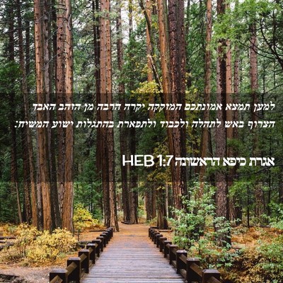 Picture 02 - אגרת כיפא הראשונה 1:7 HEB - למען תמצא אמונתכם המזקקה - Bible Verse Picture