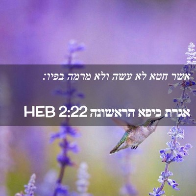 Picture 02 - אגרת כיפא הראשונה 2:22 HEB - אשר חטא לא עשה ולא מרמה - Bible Verse Picture