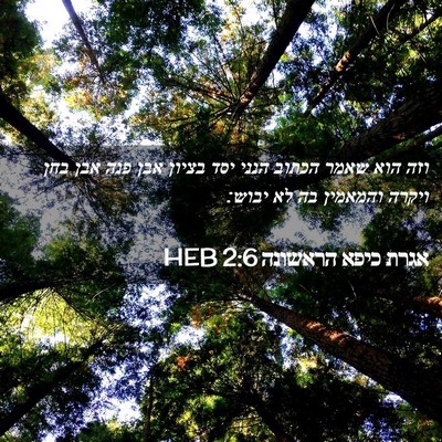 Picture 02 - אגרת כיפא הראשונה 2:6 HEB - וזה הוא שאמר הכתוב הנני יסד - Bible Verse Picture
