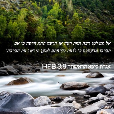 Picture 02 - אגרת כיפא הראשונה 3:9 HEB - אל תשלמו רעה תחת רעה או - Bible Verse Picture