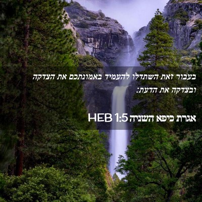 Picture 02 - אגרת כיפא השניה 1:5 HEB - בעבור זאת השתדלו להעמיד - Bible Verse Picture