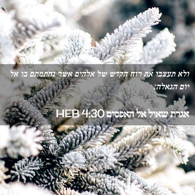 Picture 02 - אגרת שאול אל האפסים 4:30 HEB - ולא תעצבו את רוח הקדש של - Bible Verse Picture