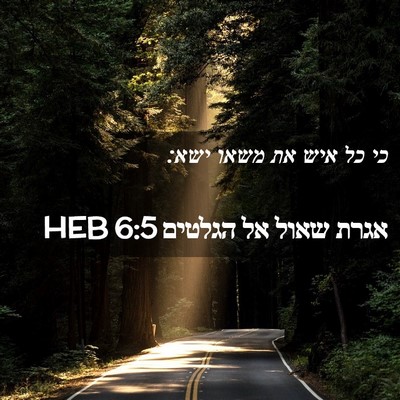 Picture 02 - אגרת שאול אל הגלטים 6:5 HEB - כי כל איש את משאו - Bible Verse Picture