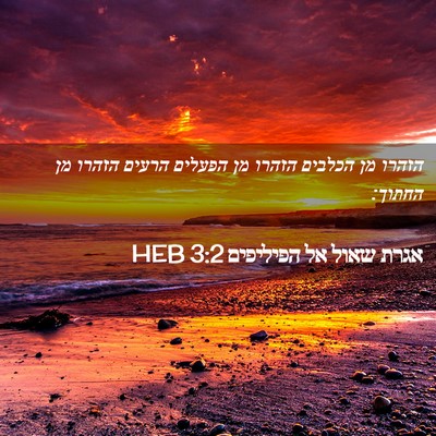Picture 02 - אגרת שאול אל הפיליפים 3:2 HEB - הזהרו מן הכלבים הזהרו מן - Bible Verse Picture