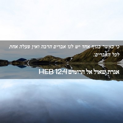 Picture 02 - אגרת שאול אל הרומים 12:4 HEB - כי כאשר בגוף אחד יש לנו - Bible Verse Picture