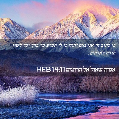 Picture 02 - אגרת שאול אל הרומים 14:11 HEB - כי כתוב חי אני נאם יהוה כי - Bible Verse Picture