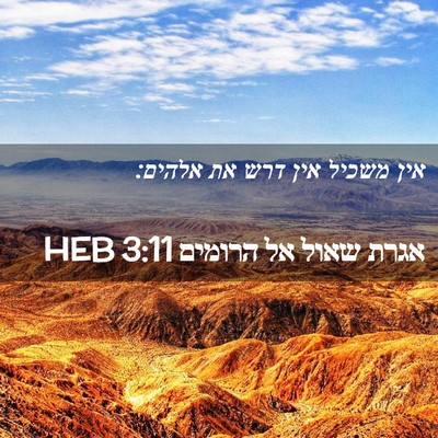 Picture 02 - אגרת שאול אל הרומים 3:11 HEB - אין משכיל אין דרש את - Bible Verse Picture