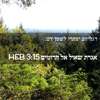 Picture 02 - אגרת שאול אל הרומים 3:15 HEB - רגליהם ימהרו לשפך - Bible Verse Picture
