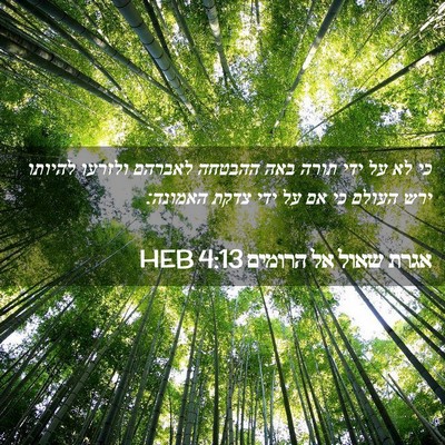Picture 02 - אגרת שאול אל הרומים 4:13 HEB - כי לא על ידי תורה באה - Bible Verse Picture