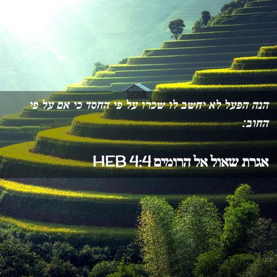 Picture 02 - אגרת שאול אל הרומים 4:4 HEB - הנה הפעל לא יחשב לו שכרו על - Bible Verse Picture