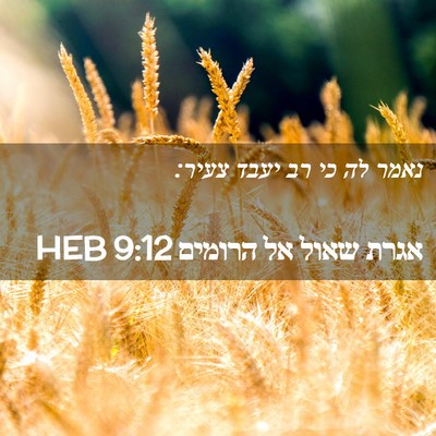 Picture 02 - אגרת שאול אל הרומים 9:12 HEB - נאמר לה כי רב יעבד - Bible Verse Picture