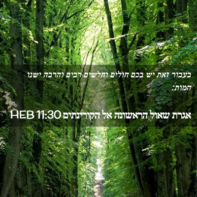 Picture 02 - אגרת שאול הראשונה אל הקורינתים 11:30 HEB - בעבור זאת יש בכם חולים - Bible Verse Picture