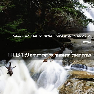 Picture 02 - אגרת שאול הראשונה אל הקורינתים 11:9 HEB - גם לא נברא האיש בעבור האשה - Bible Verse Picture