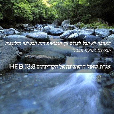 Picture 02 - אגרת שאול הראשונה אל הקורינתים 13:8 HEB - האהבה לא תבל לעולם אך - Bible Verse Picture