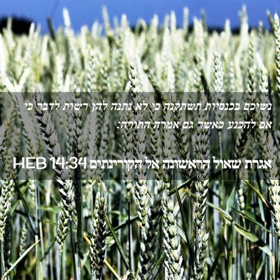 Picture 02 - אגרת שאול הראשונה אל הקורינתים 14:34 HEB - נשיכם בכנסיות תשתקנה כי לא - Bible Verse Picture