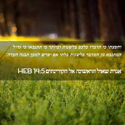 Picture 02 - אגרת שאול הראשונה אל הקורינתים 14:5 HEB - וחפצתי כי תדברו כלכם - Bible Verse Picture