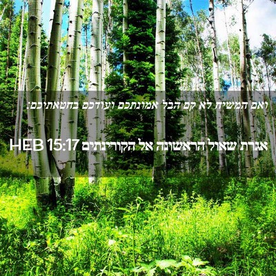 Picture 02 - אגרת שאול הראשונה אל הקורינתים 15:17 HEB - ואם המשיח לא קם הבל אמונתכם - Bible Verse Picture