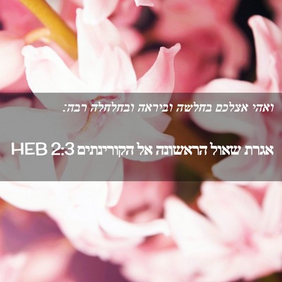 Picture 02 - אגרת שאול הראשונה אל הקורינתים 2:3 HEB - ואהי אצלכם בחלשה וביראה - Bible Verse Picture