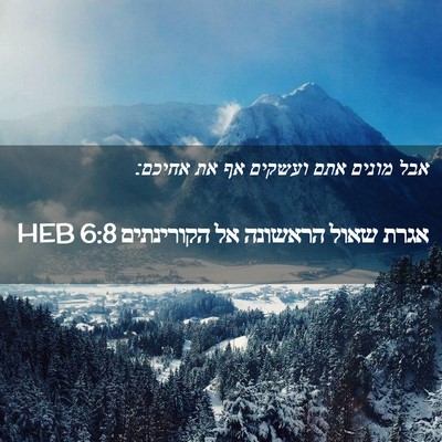 Picture 02 - אגרת שאול הראשונה אל הקורינתים 6:8 HEB - אבל מונים אתם ועשקים אף את - Bible Verse Picture