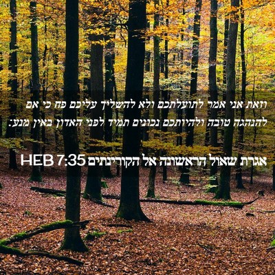 Picture 02 - אגרת שאול הראשונה אל הקורינתים 7:35 HEB - וזאת אני אמר לתועלתכם ולא - Bible Verse Picture