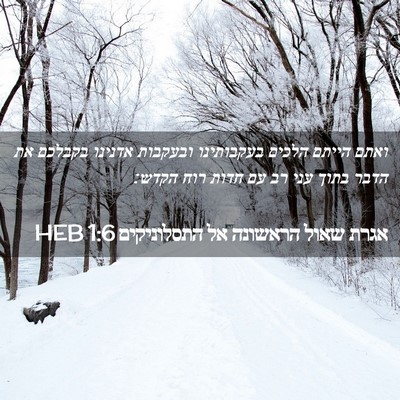 Picture 02 - אגרת שאול הראשונה אל התסלוניקים 1:6 HEB - ואתם הייתם הלכים בעקבותינו - Bible Verse Picture