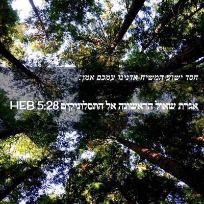 Picture 02 - אגרת שאול הראשונה אל התסלוניקים 5:28 HEB - חסד ישוע המשיח אדנינו עמכם - Bible Verse Picture