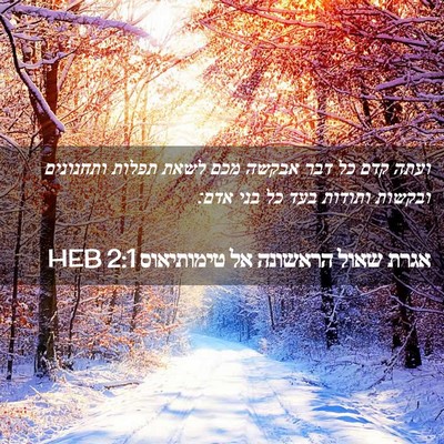 Picture 02 - אגרת שאול הראשונה אל טימותיאוס 2:1 HEB - ועתה קדם כל דבר אבקשה מכם - Bible Verse Picture