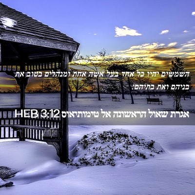 Picture 02 - אגרת שאול הראשונה אל טימותיאוס 3:12 HEB - השמשים יהיו כל אחד בעל אשה - Bible Verse Picture
