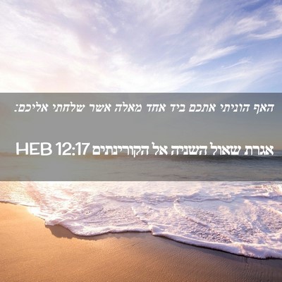 Picture 02 - אגרת שאול השניה אל הקורינתים 12:17 HEB - האף הוניתי אתכם ביד אחד - Bible Verse Picture
