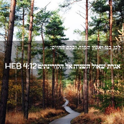 Picture 02 - אגרת שאול השניה אל הקורינתים 4:12 HEB - לכן בנו יאמץ המות ובכם - Bible Verse Picture