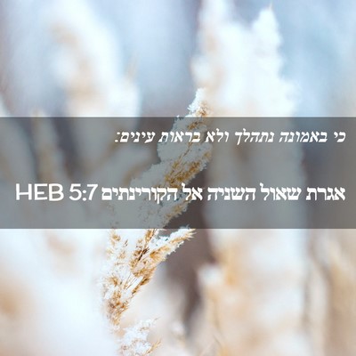 Picture 02 - אגרת שאול השניה אל הקורינתים 5:7 HEB - כי באמונה נתהלך ולא בראות - Bible Verse Picture