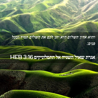 Picture 02 - אגרת שאול השניה אל התסלוניקים 3:16 HEB - והוא אדון השלום הוא יתן לכם - Bible Verse Picture