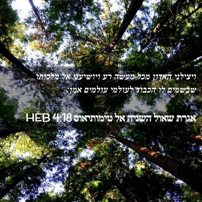 Picture 02 - אגרת שאול השניה אל טימותיאוס 4:18 HEB - ויצילני האדון מכל מעשה רע - Bible Verse Picture