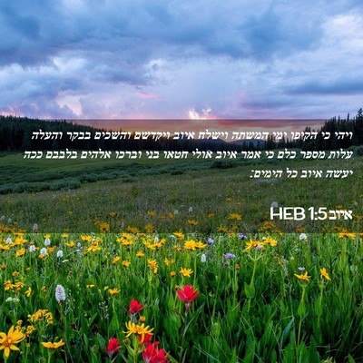 Picture 02 - איוב 1:5 HEB - ויהי כי הקיפו ימי המשתה - Bible Verse Picture