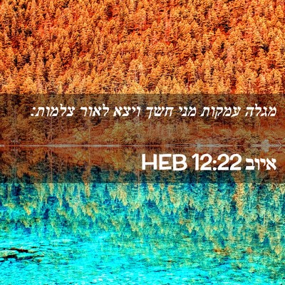 Picture 02 - איוב 12:22 HEB - מגלה עמקות מני חשך ויצא - Bible Verse Picture