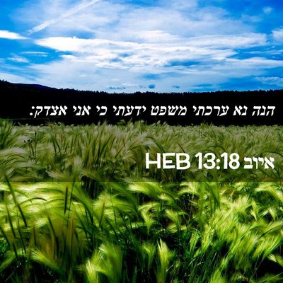 Picture 02 - איוב 13:18 HEB - הנה נא ערכתי משפט ידעתי כי - Bible Verse Picture