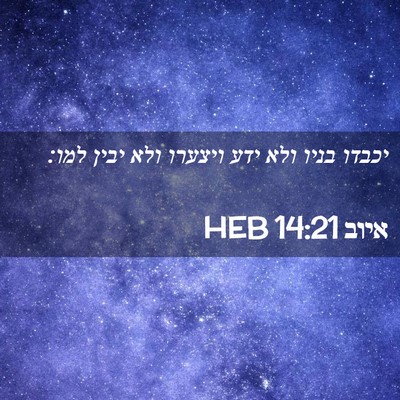 Picture 02 - איוב 14:21 HEB - יכבדו בניו ולא ידע ויצערו - Bible Verse Picture